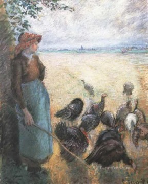 カミーユ・ピサロ Painting - 七面鳥の少女 1884年 カミーユ・ピサロ